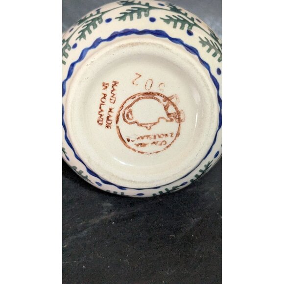 Boleslavies Handmade Polish Creamer & Sugar Bowl Set Winter Snowflake Pine Tree - Picture 8 of 9